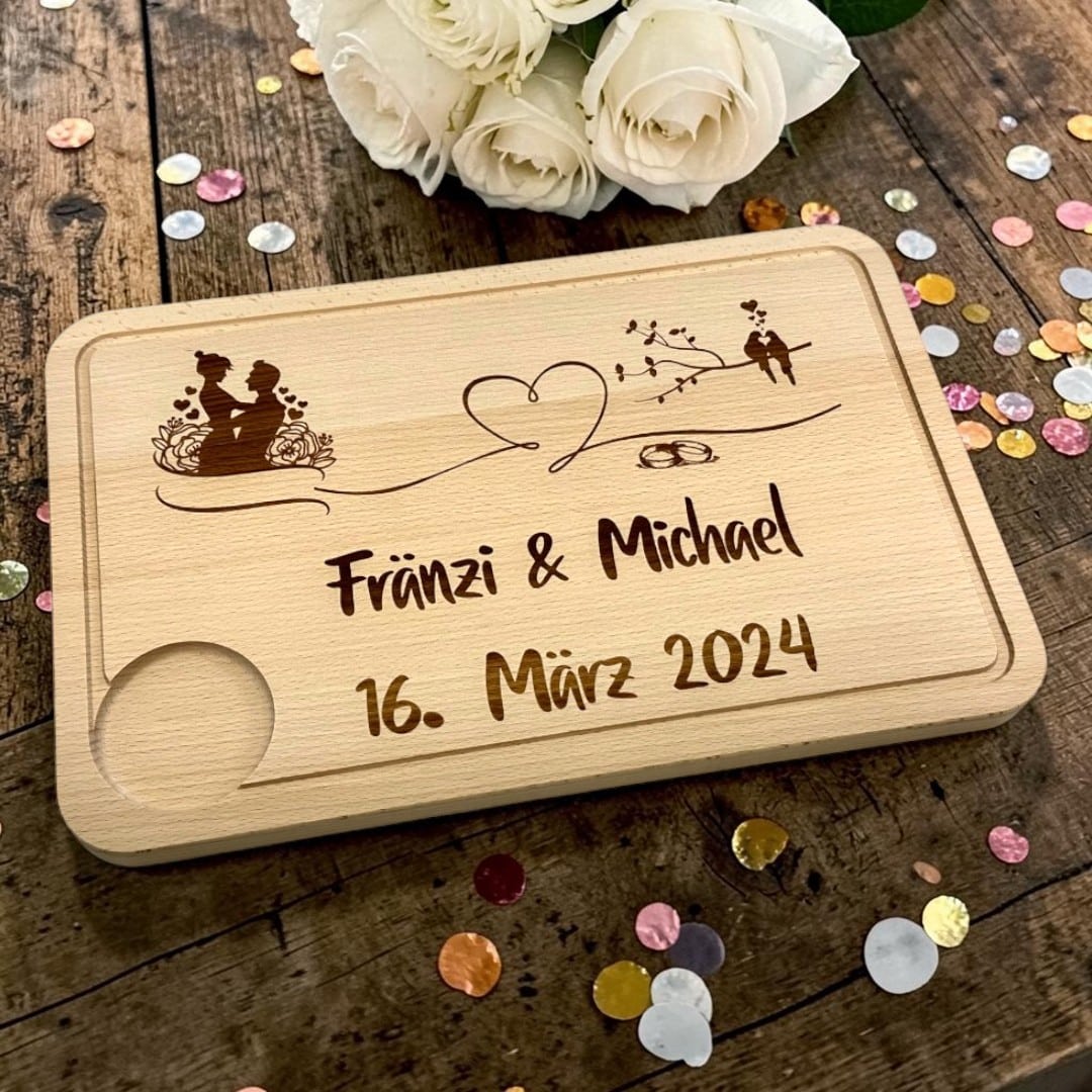 Schneidebrett mit Saftrinne personalisiert mit Gravur