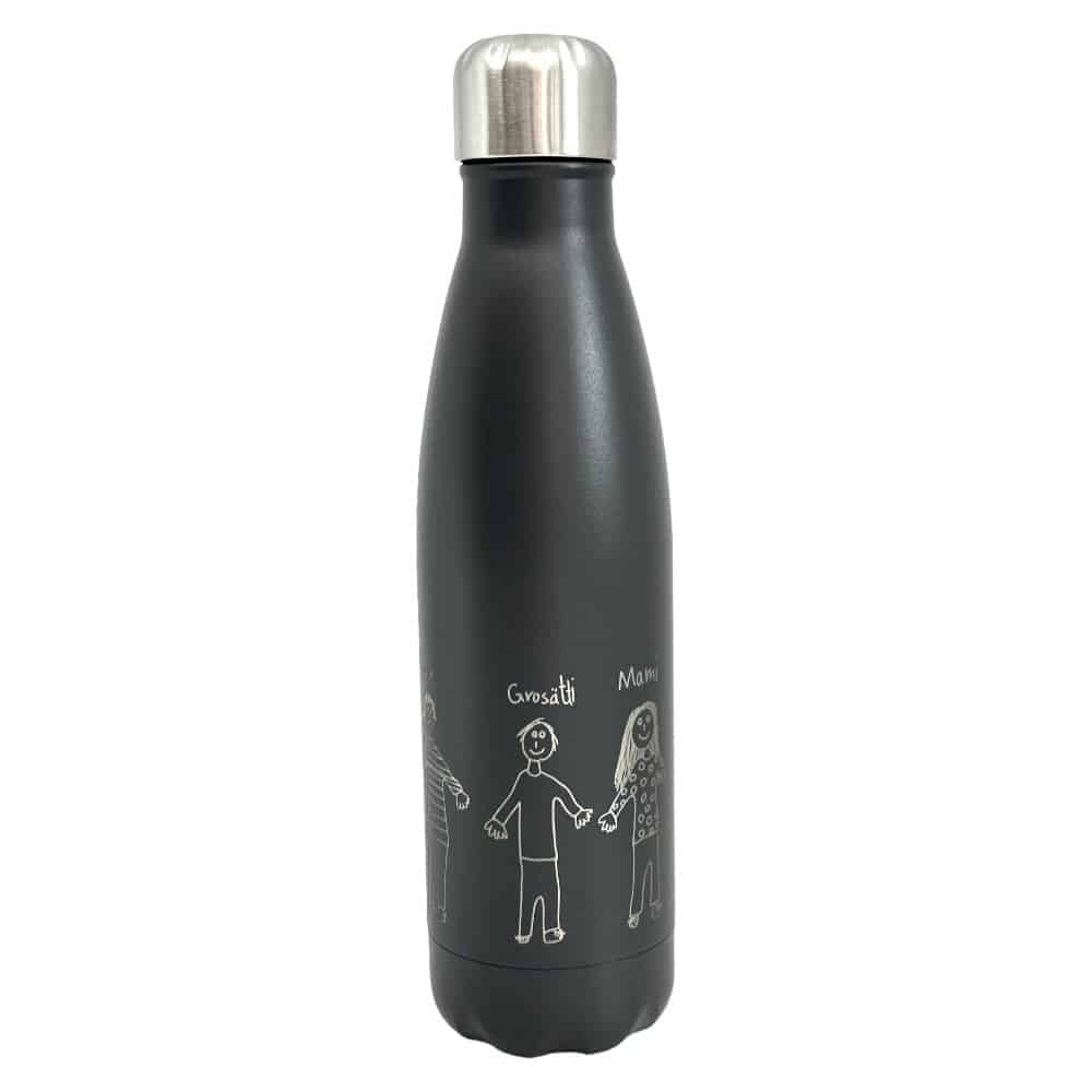 Trinkflasche mit Zeichnung oder Motiv