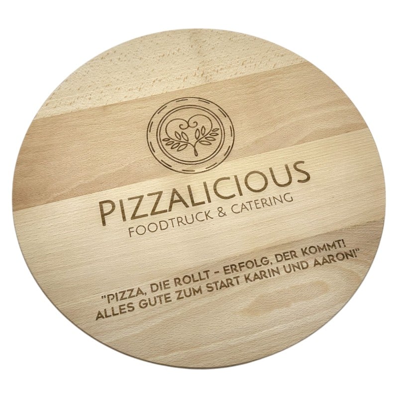 Personalisiertes Pizzabrett Buchenholz mit Gravur
