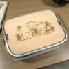 Personalisierte Edelstahl Snackbox mit Holz-Schneidebrett