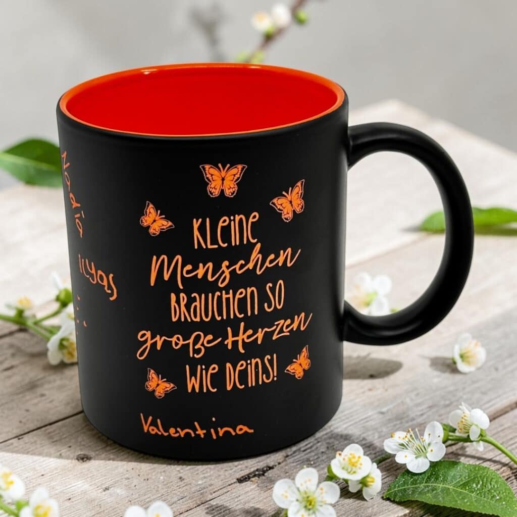 Tasse mit Unterschriften